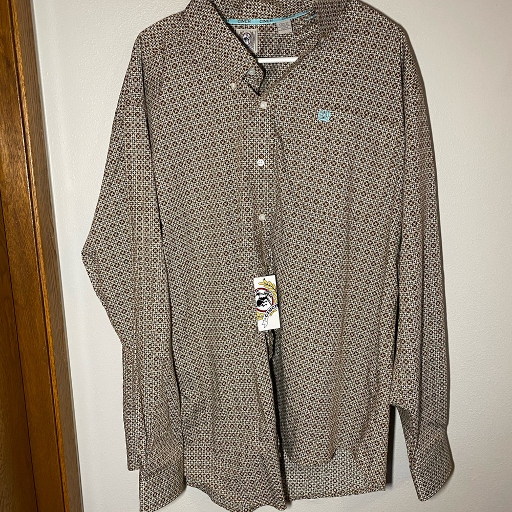 Cinch Men's Multi Square Small Geo Print Long Sleeve Western Shirt Size Large